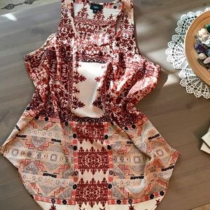 •SOLD• Gorgeous Pattern Tank in Red & Creme Tones